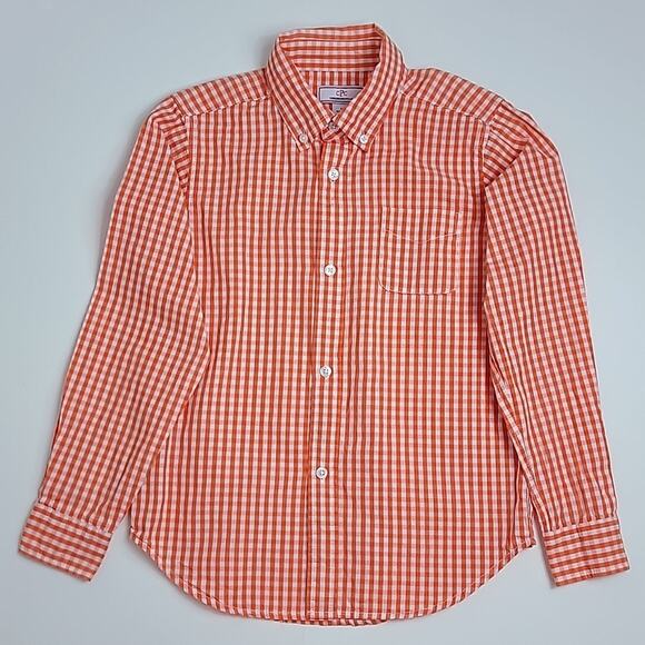 Classic Prep Childrenswear Orange Gingham Checkered Button-down Shirt Boys 12 - Picture 2 of 10